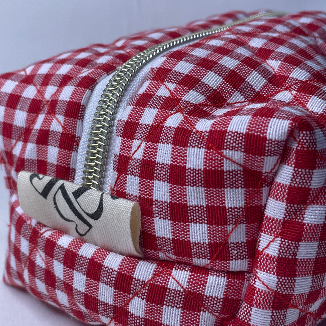 Trousse de toilette vichy rouge - MAXI