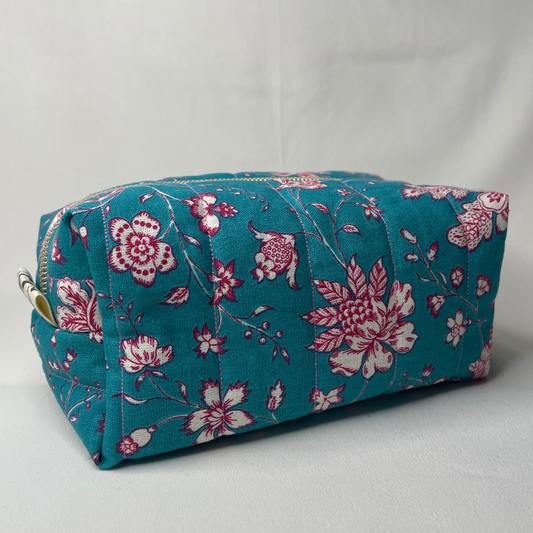 Trousse de toilette mandala bleu et rose - MINI
