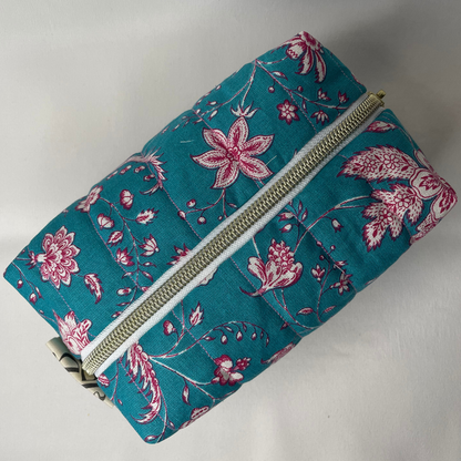 Trousse de toilette mandala bleu et rose - MINI
