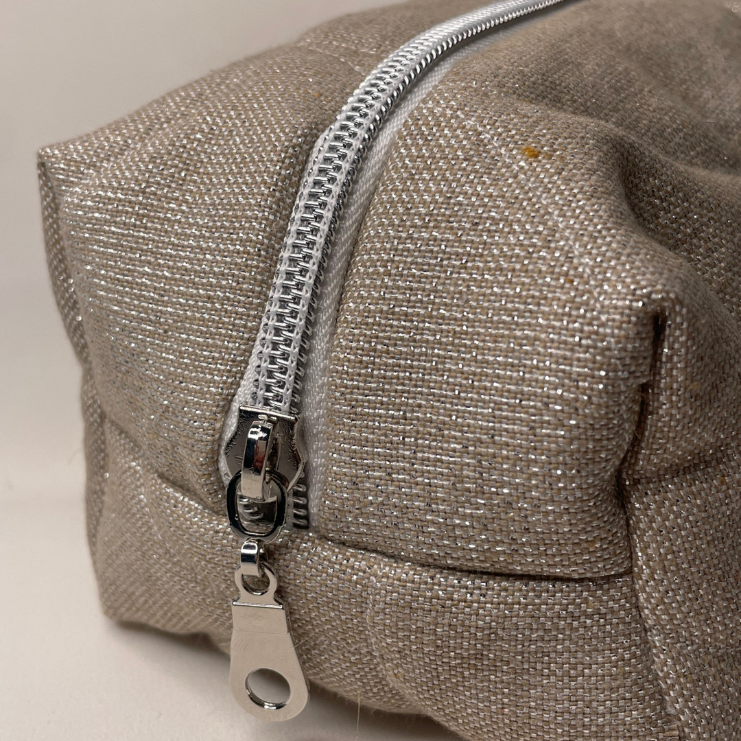 Trousse de toilette beige argenté- MINI