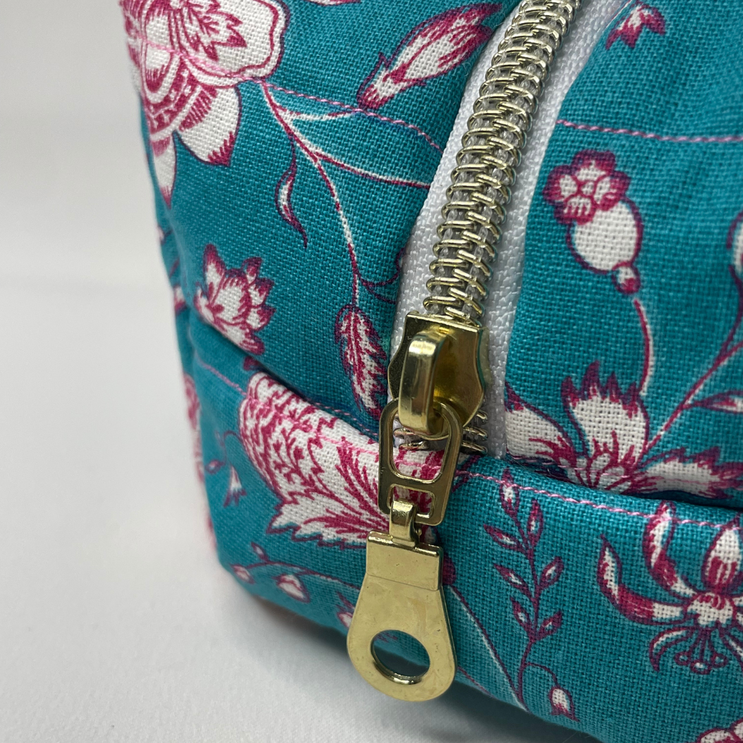 Trousse de toilette mandala bleu et rose - MINI