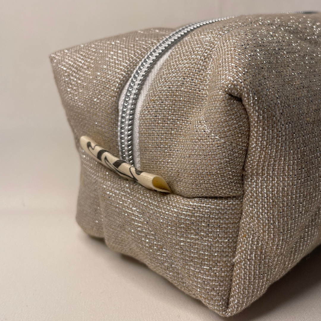 Trousse de toilette beige argenté- MINI