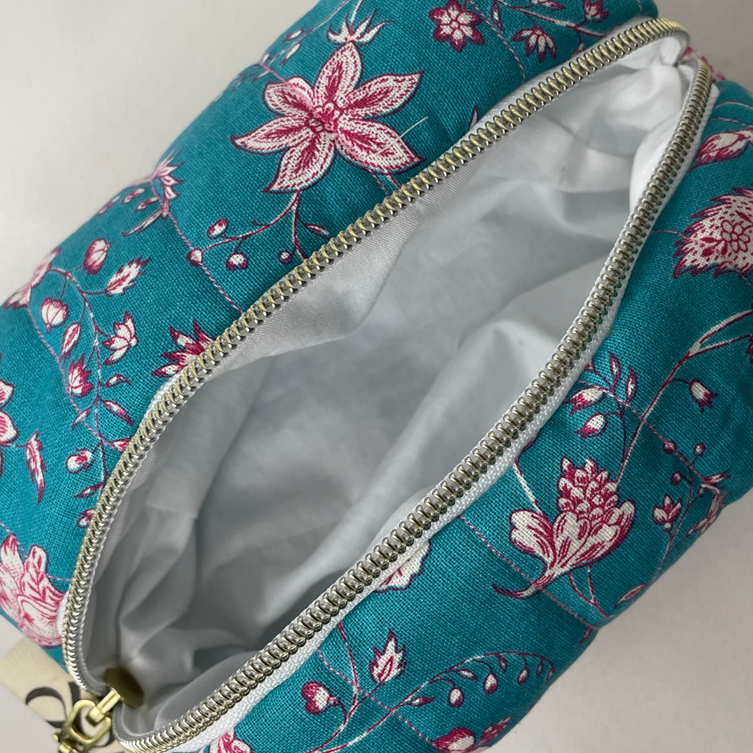 Trousse de toilette mandala bleu et rose - MINI