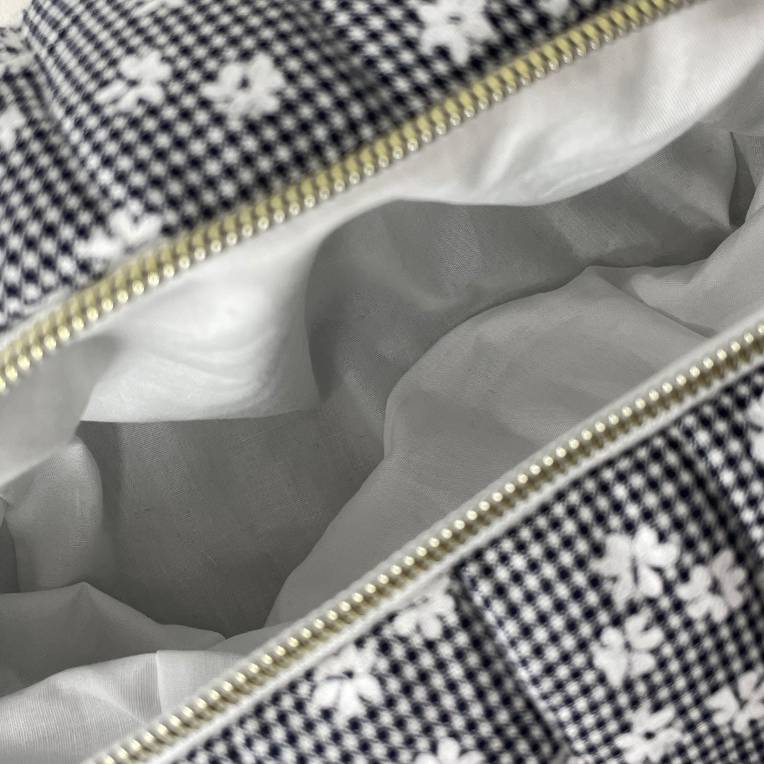 Trousse de toilette vichy bleu à fleurs - MAXI