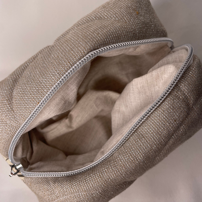 Trousse de toilette beige argenté - MINI